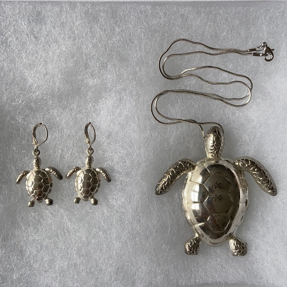 Jewelry - Silver Turtle Necklace and Earring Set